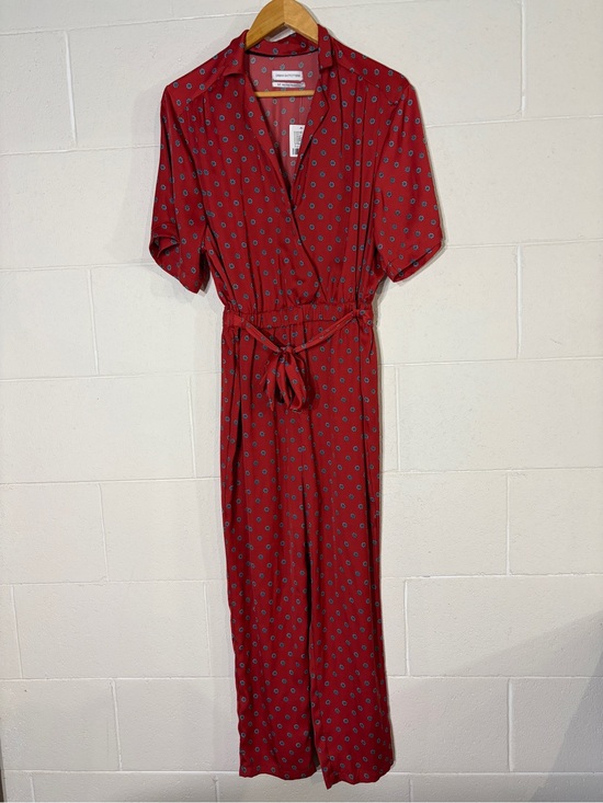 Urban Outfitters Pants - NWT Urban Outfitters S-P Red Floral V-Neck Jumpsuit Short Sleeve Tie Belt Boho